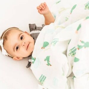 Think‎ Pink Bows Cactus Flower Baby Soft Bamboo Swaddle Blanket 47x47 Inches NWT